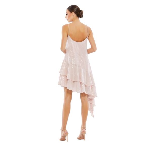 NWT MAC DUGGAL 10796 Rose Pink Sequin Asymmetrical Spaghetti Strap Dress Women’s - Picture 8 of 8